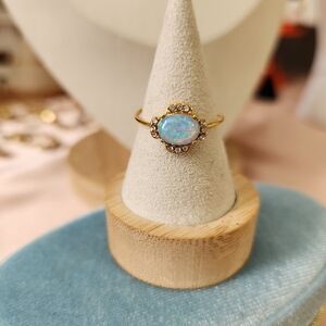 Gold Lab Opal Adjustable Ring
